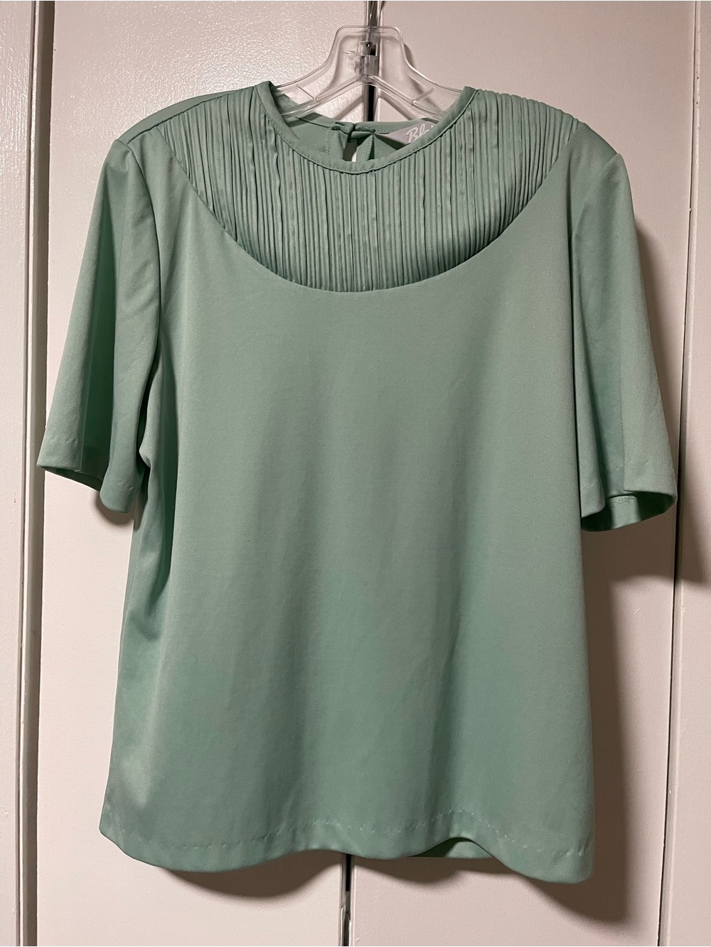 Blair Mint Green Pleated Yoke Short Sleeve Top